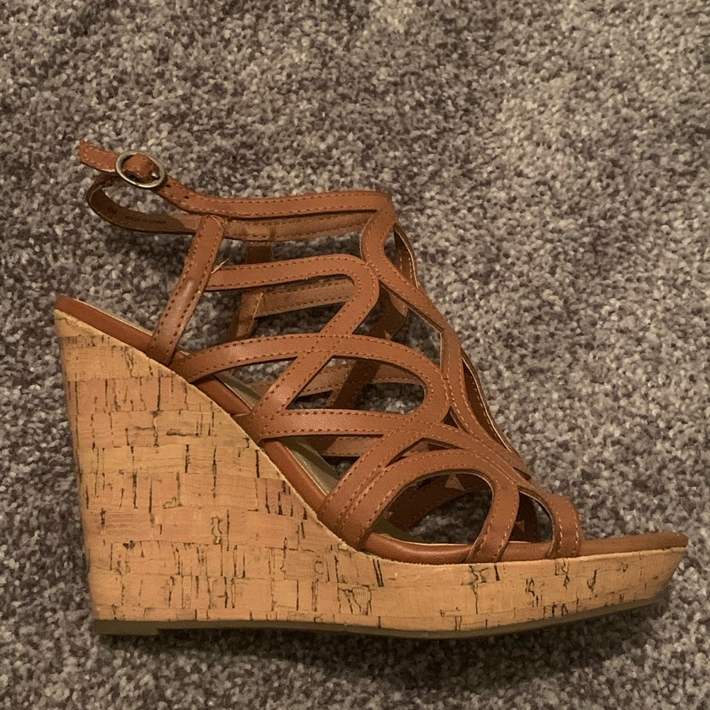 Charlotte Russe Cognac Strappy Wedges